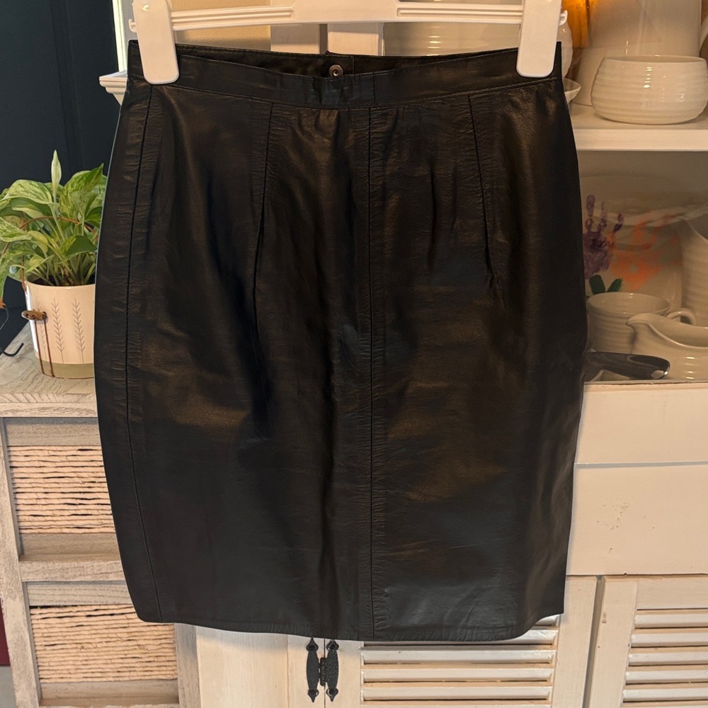 Vintage Black Leather Skirt